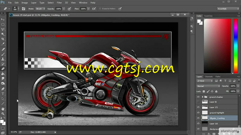 PS概念摩托车插画绘制视频教程的图片4