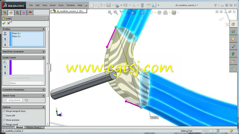 SOLIDWORKS自行车几何表面工业设计训练视频教程的图片3