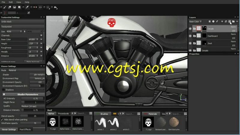Substance Painter摩托车材质贴图制作实例训练视频教程的图片2