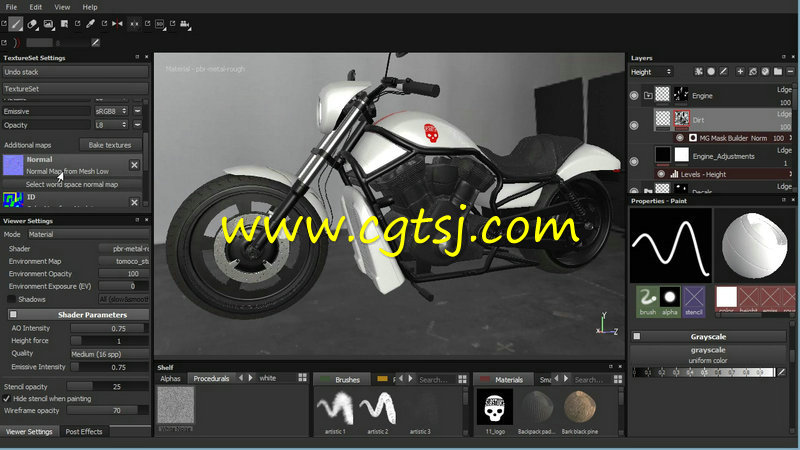 Substance Painter摩托车材质贴图制作实例训练视频教程的图片4