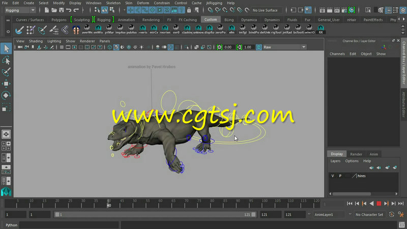 Maya恐龙骨骼套索Python脚本实例训练视频教程的图片2