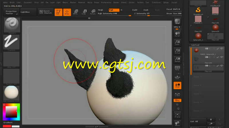 ZBrush中Fibermesh毛发系统实例训练视频教程的图片1