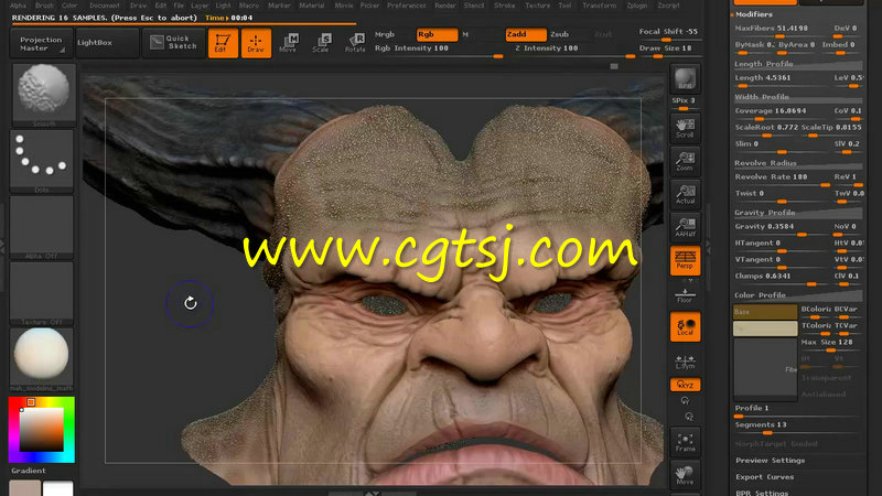 ZBrush中Fibermesh毛发系统实例训练视频教程的图片3