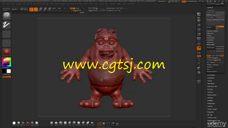 ZBrush 4 R7滑稽怪兽雕刻艺术实例训练视频教程的图片2