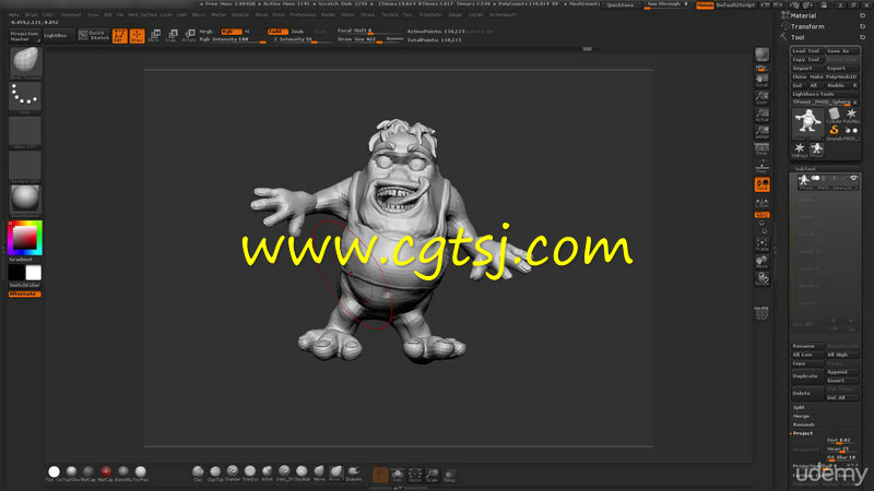 ZBrush 4 R7滑稽怪兽雕刻艺术实例训练视频教程的图片3