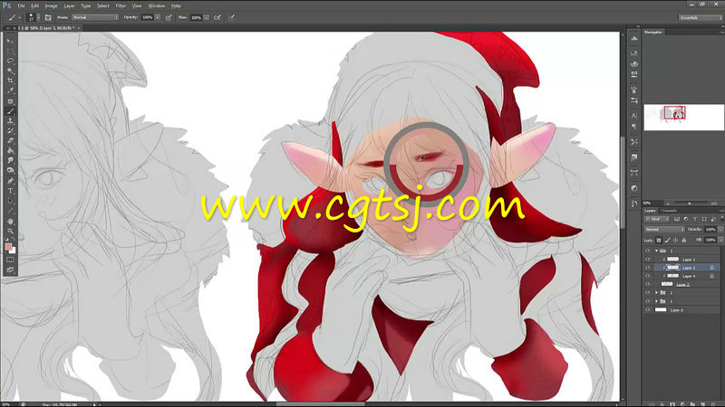 圣诞精灵数字绘画实例训练视频教程的图片3