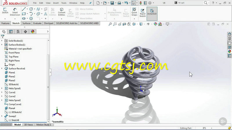 SOLIDWORKS灯泡样条曲线制作视频教程的图片1