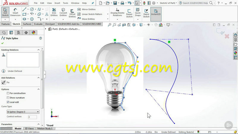 SOLIDWORKS灯泡样条曲线制作视频教程的图片2