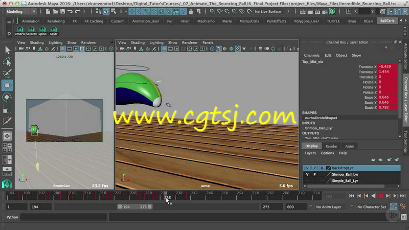 Maya反弹球动画技术训练视频教程的图片2