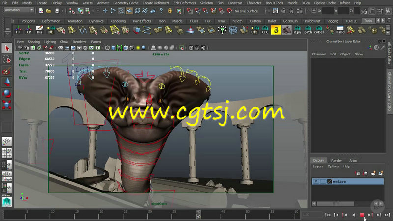 Maya巨蛇怪物骨骼动画技术视频教程的图片2
