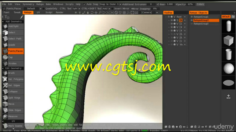 3d Coat卡通鳄鱼造型建模贴图渲染实例制作视频教程的图片3