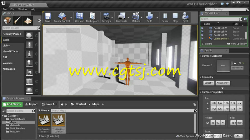 Unreal Engine游戏环境走廊长廊实例制作视频教程的图片4