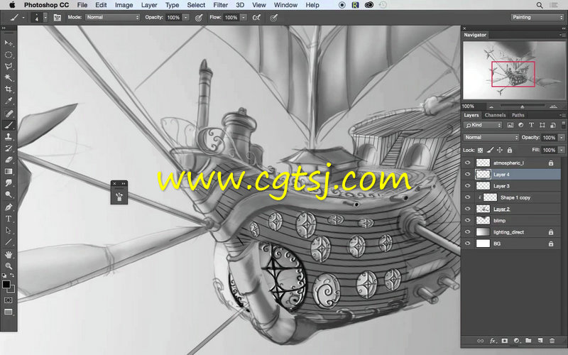 梦幻飞船概念艺术插画绘制视频教程的图片3