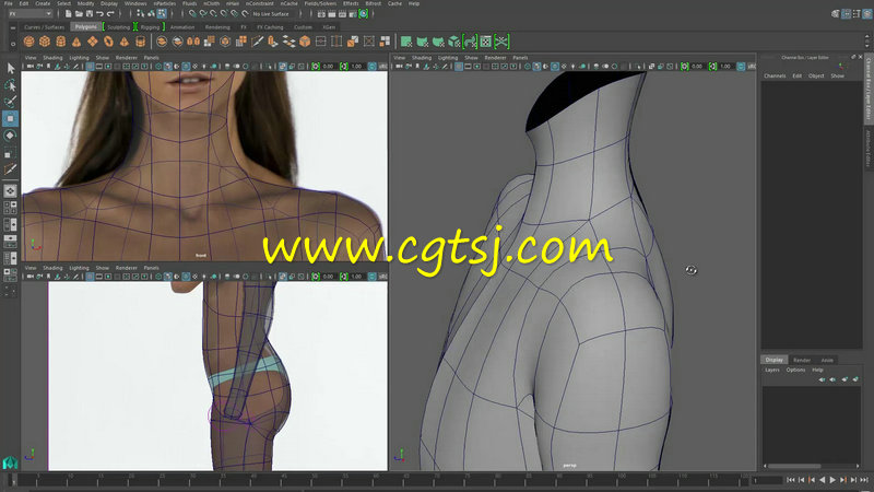 Maya女性身体游戏角色建模训练视频教程的图片2