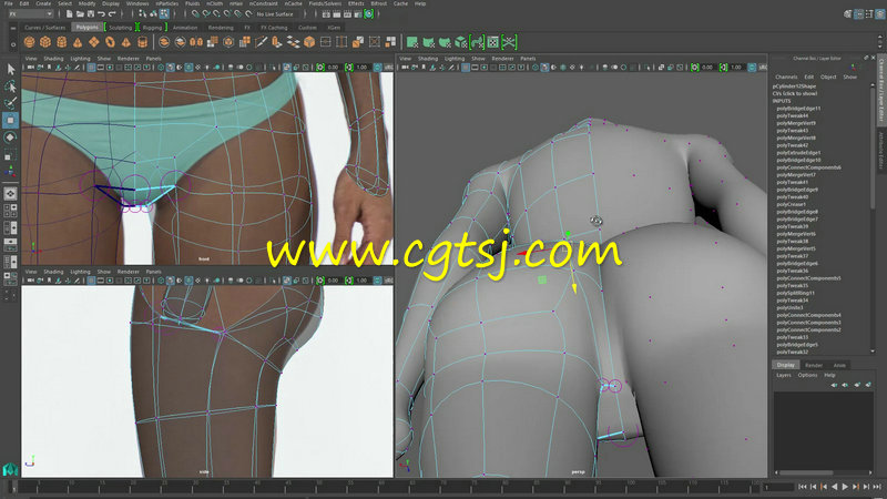 Maya女性身体游戏角色建模训练视频教程的图片3