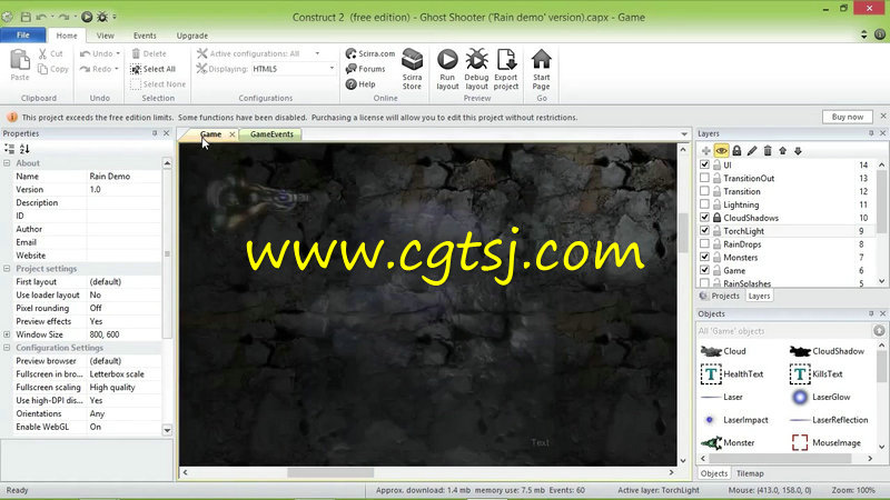 Construct 2中HTML5游戏开发与构建技术视频教程的图片1