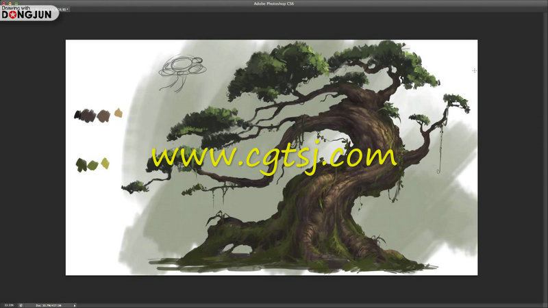 丛林怪兽植物岩石系列插画绘画视频教程的图片5