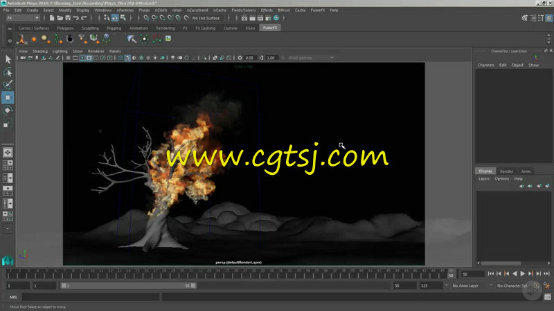 Maya树木燃烧流体与粒子特效视频教程的图片1