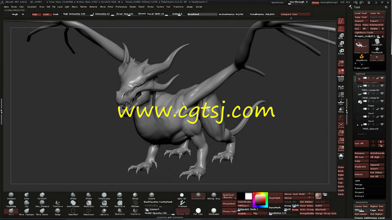 Zbrush大师级巨龙超精细雕刻实例制作视频教程的图片4