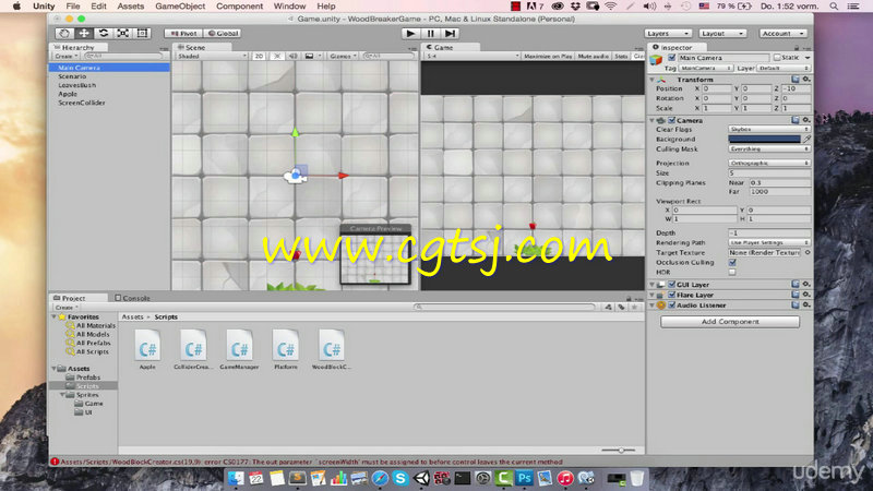 Unity3D二维打砖块游戏实例训练视频教程的图片1