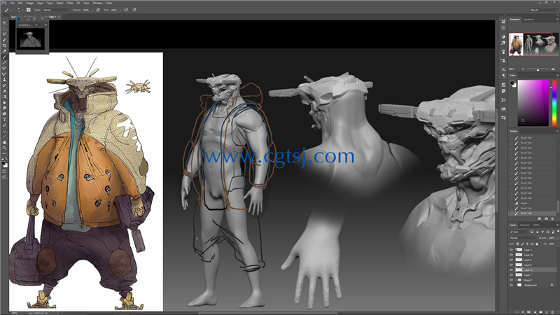 ZBrush概念游戏角色完整实例制作大师级视频教程的图片3