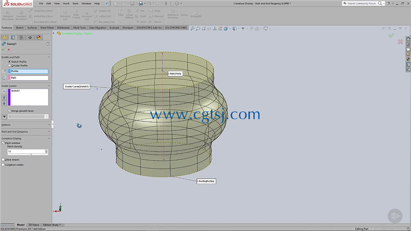 Solidworks中sweep命令零件制作技巧视频教程的图片2