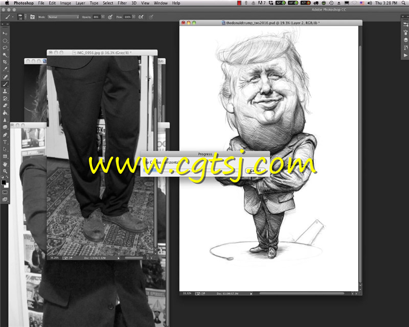 美国总统特朗普肖像绘画实例训练视频教程的图片2