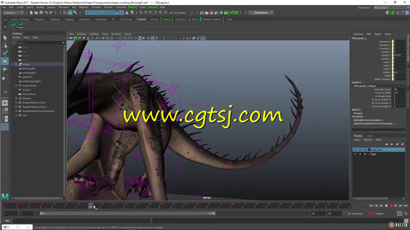 Maya神话巨龙姿势绑定控制动画大师级视频教程的图片1