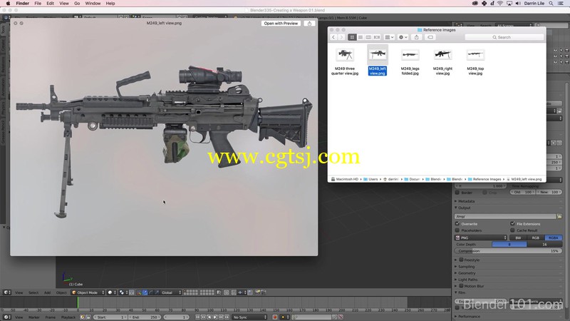 Blender制作M249高精度机枪视频教程的图片2