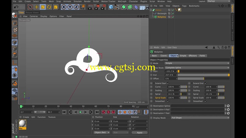 Cinema 4D MoSpline制作二维风力漩涡动画 - GSG灰猩猩C4D视频教程的图片1