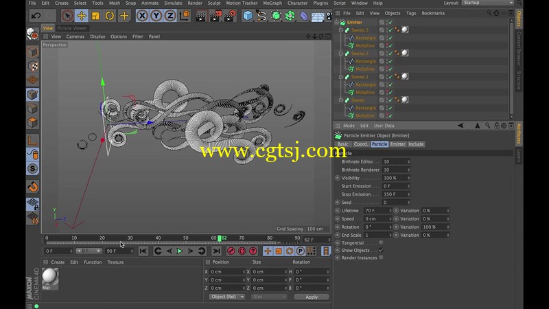 Cinema 4D MoSpline制作二维风力漩涡动画 - GSG灰猩猩C4D视频教程的图片2