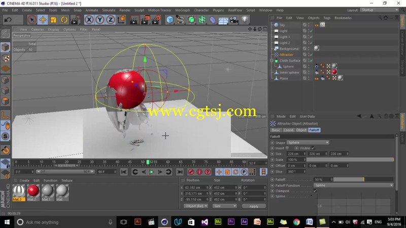 强大的球体对象撕裂效果布料模拟C4D视频教程的图片2