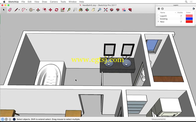 SketchUp浴室改造设计训练视频教程的图片2