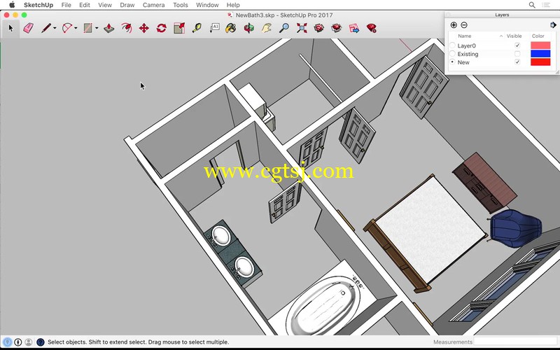 SketchUp浴室改造设计训练视频教程的图片4