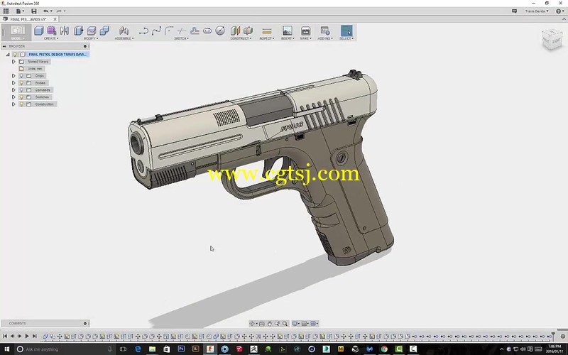 Fusion360手枪概念3D设计训练视频教程的图片2