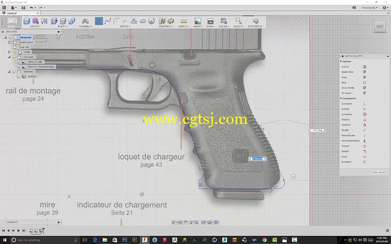 Fusion360手枪概念3D设计训练视频教程的图片3