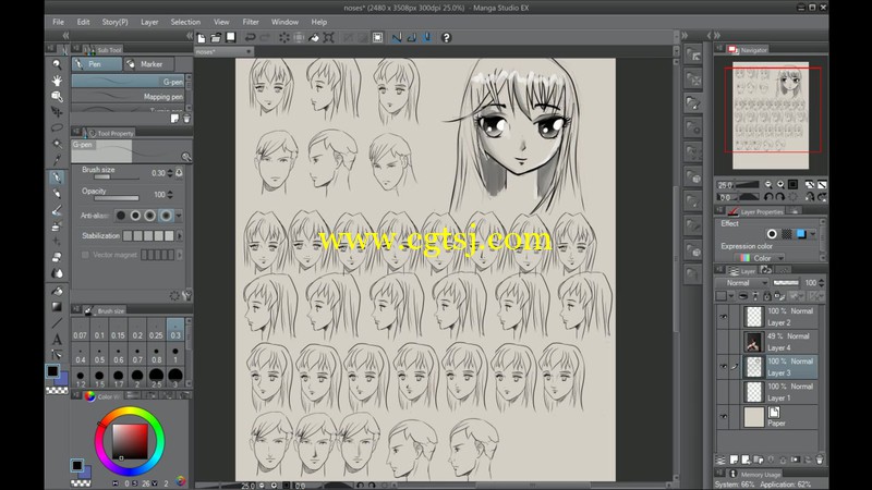 如何画漫画的脸和头发视频教程的图片2