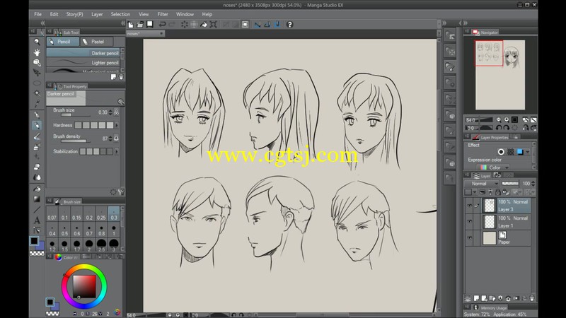 如何画漫画的脸和头发视频教程的图片4