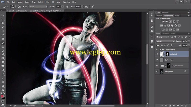 Photoshop创建烟卷须抽象的亮条纹和火球视频教程的图片1