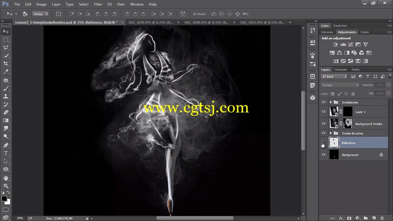 Photoshop创建烟卷须抽象的亮条纹和火球视频教程的图片2