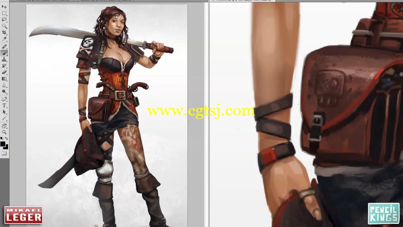 Photoshop绘制一个女海盗概念艺术特征视频教程的图片2