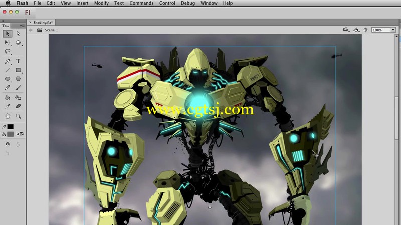 Adobe Flash巨型机器人插画视频教程的图片2