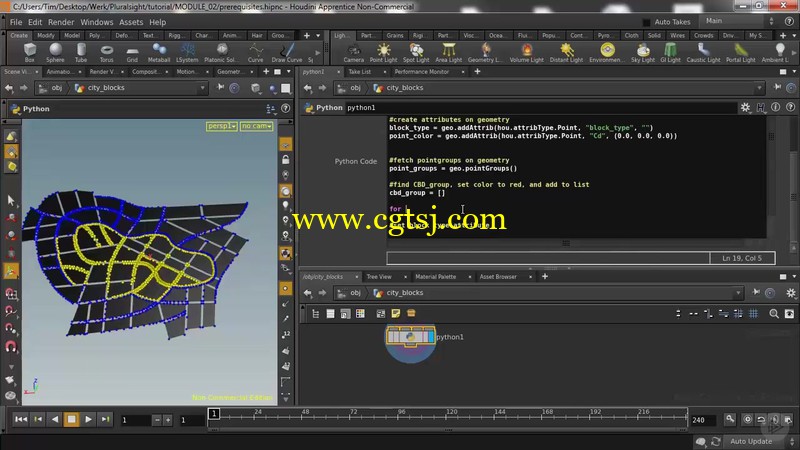 Houdini中利用Python自动生成大型城市实例制作视频教程的图片1