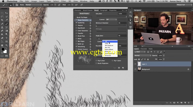Photoshop修饰胡子及毛发笔刷使用视频教程的图片1