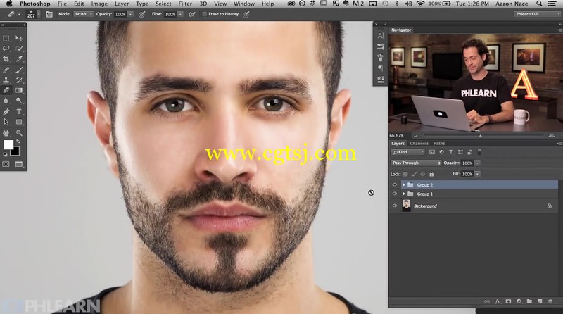 Photoshop修饰胡子及毛发笔刷使用视频教程的图片2