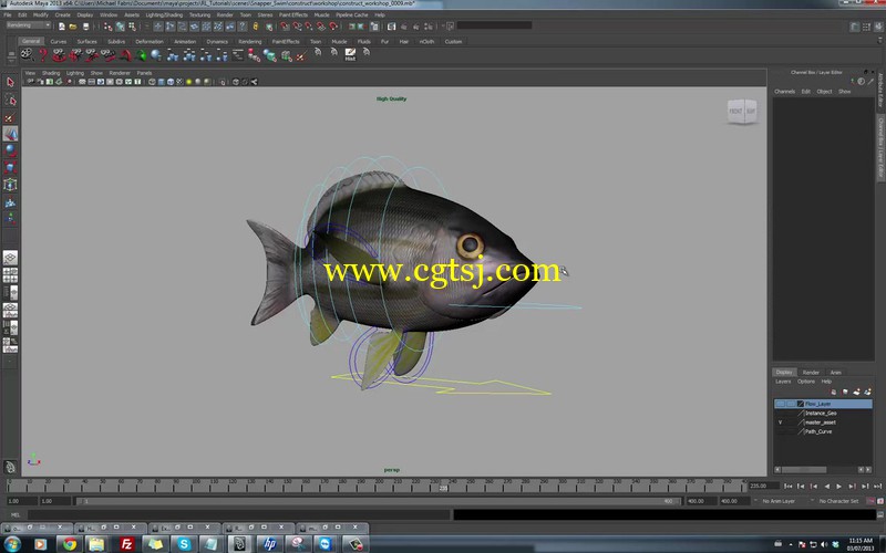 Maya创建一群游动的鱼视频教程的图片2