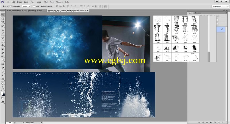 Photoshop创建人物创意水花效果视频教程的图片3