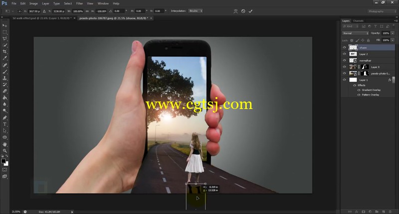 Photoshop创意手机公路元素海报合成视频教程的图片1