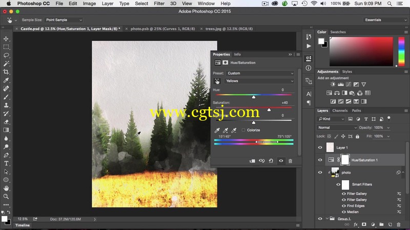 画家从照片创建水彩艺术Photoshop视频教程的图片3