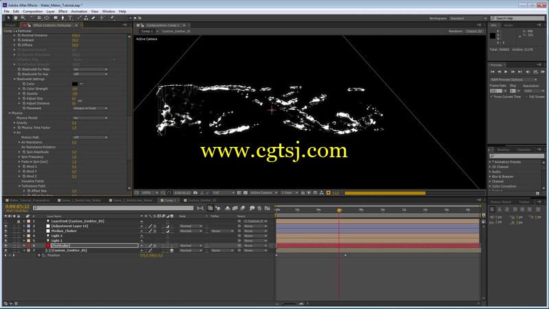 AE使用Trapcode Particular做水的特效视频教程的图片1